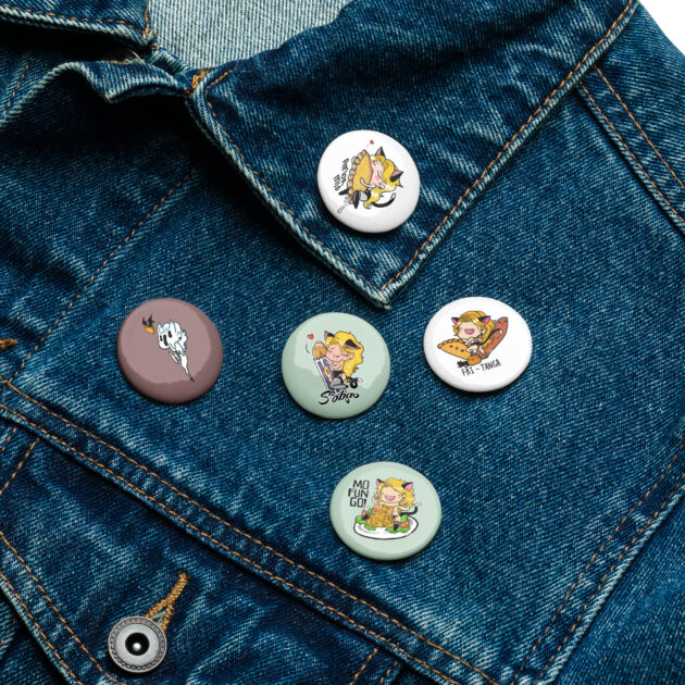 Pika-Dera Set of pin buttons